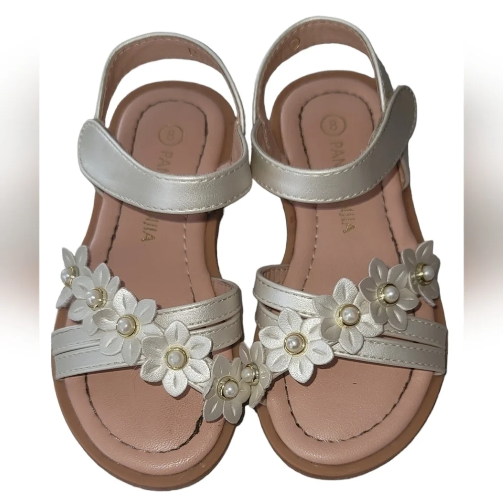 Girls Summer Flowers and Beaded Sandals